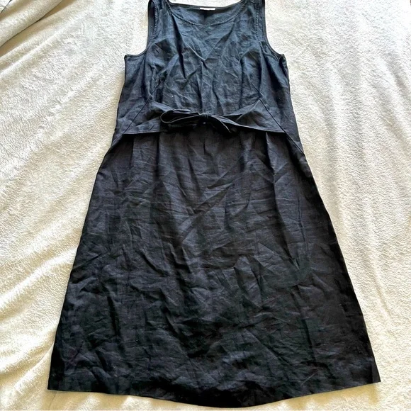 J. Jill | Dresses | J Jill Love Linen Tie Front Defined Waist Black Sheath  Dress Medium | Poshmark